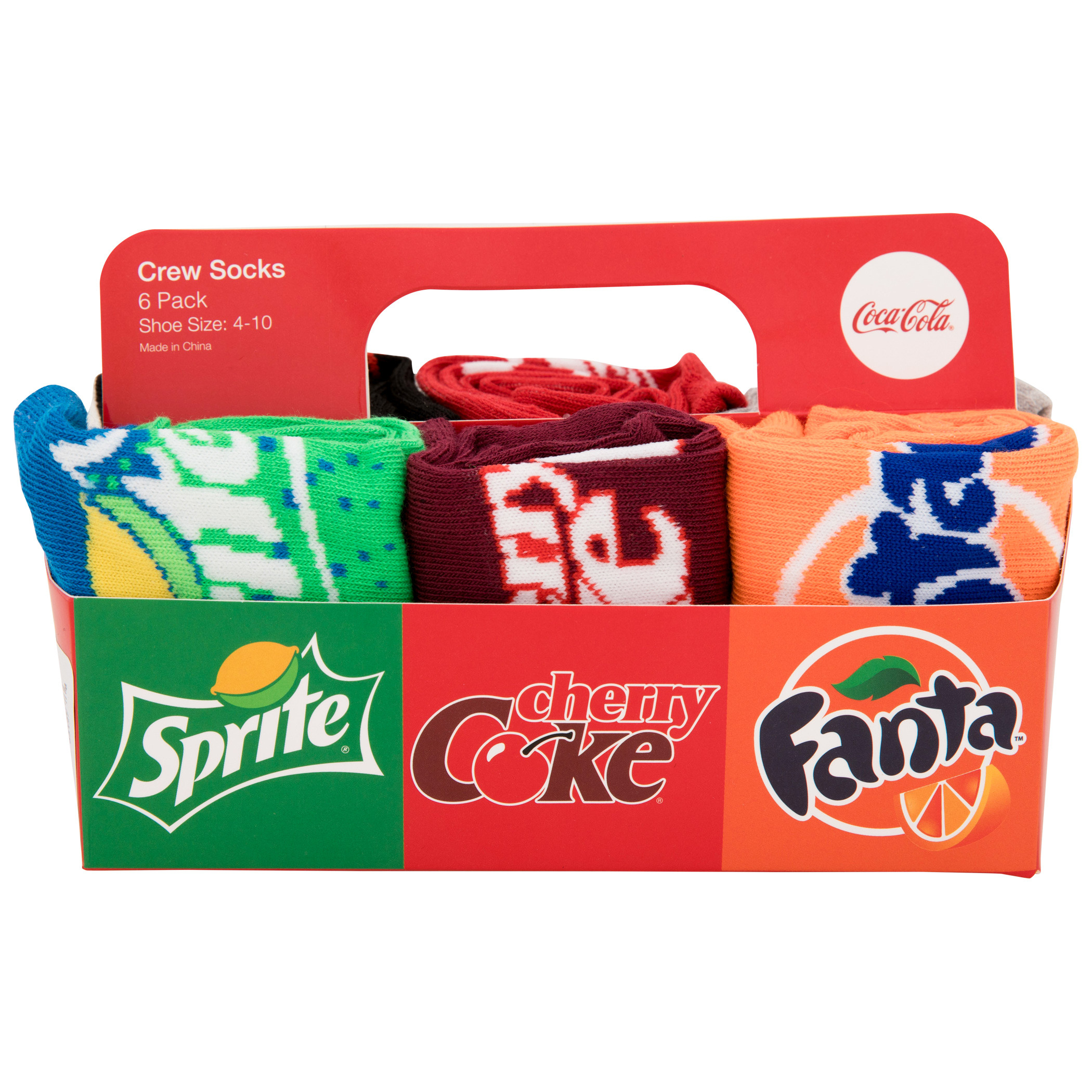 Coca-Cola Soda Brands Crew Socks 6-Pack in Novelty Packaging